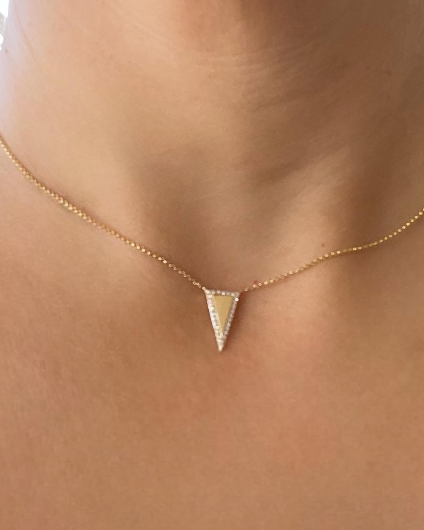 Inverted Triangle Brushed Gold & Diamonds