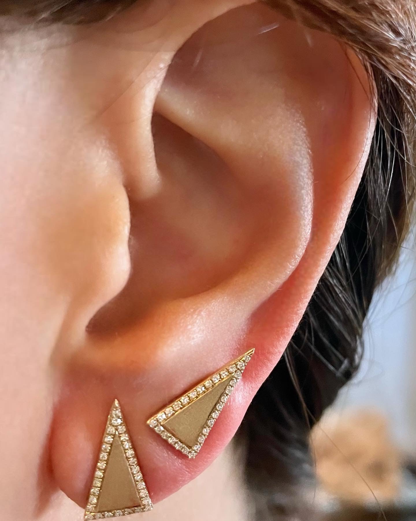 Inverted Triangle Earrings in Brushed Gold