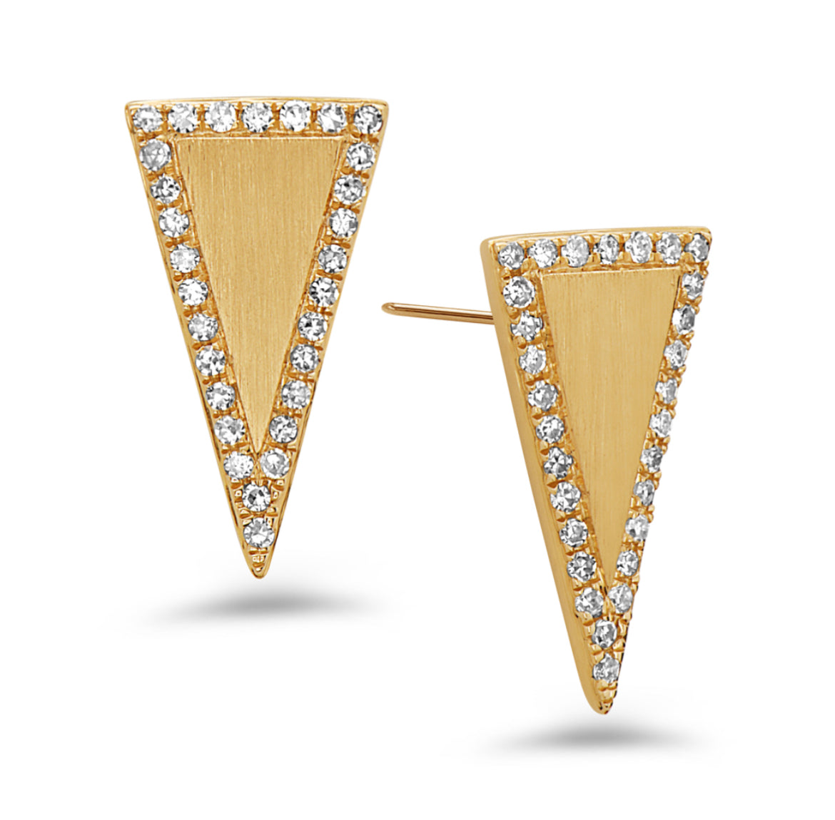 Inverted Triangle Earrings in Brushed Gold