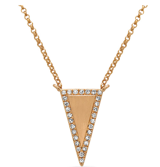 Inverted Triangle Brushed Gold & Diamonds