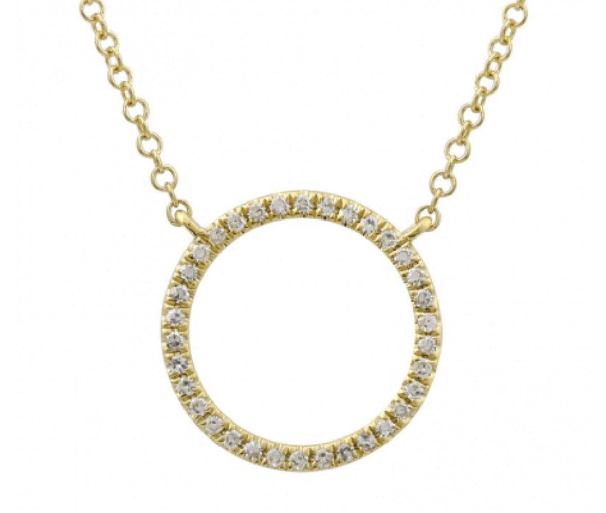 Diamond Open Sphere Necklace in Yellow Gold